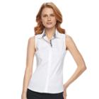 Women's Harve Benard Sleeveless Button-down Shirt, Size: Small, White Oth