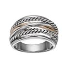 Sterling Silver & 14k Gold Braided Crisscross Ring, Women's, Size: 8