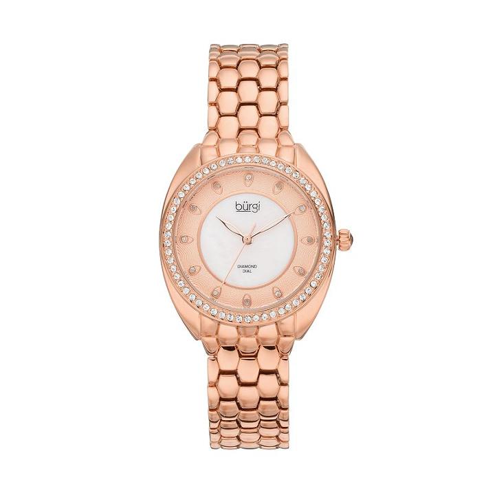 Burgi Women's Diamond & Crystal Watch, Pink