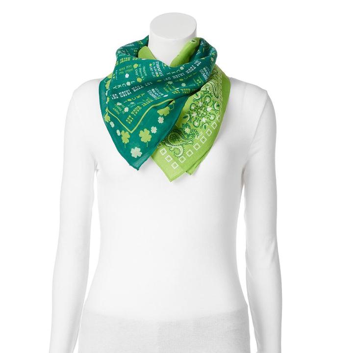 St. Patrick's Day 2-pk. Paisley Square Scarves, Women's, Green