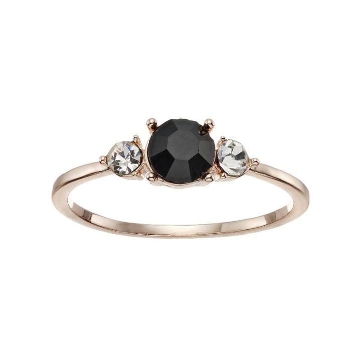 Lc Lauren Conrad Triple Stone Ring, Women's, Size: 7, Black
