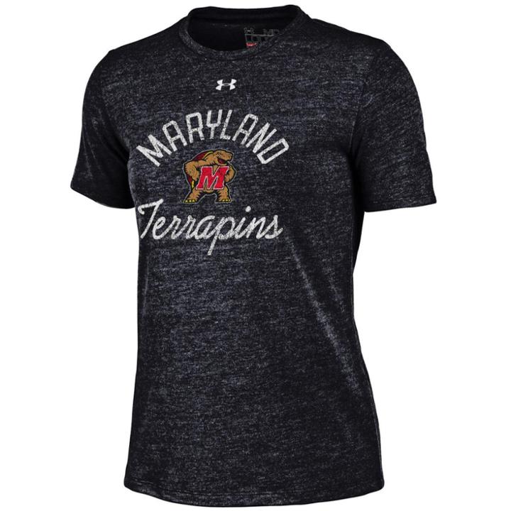 Women's Under Armour Maryland Terrapins Triblend Tee, Size: Large, Black
