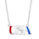 Crystal Silver-plated Usa Necklace, Women's, Size: 18, Multicolor