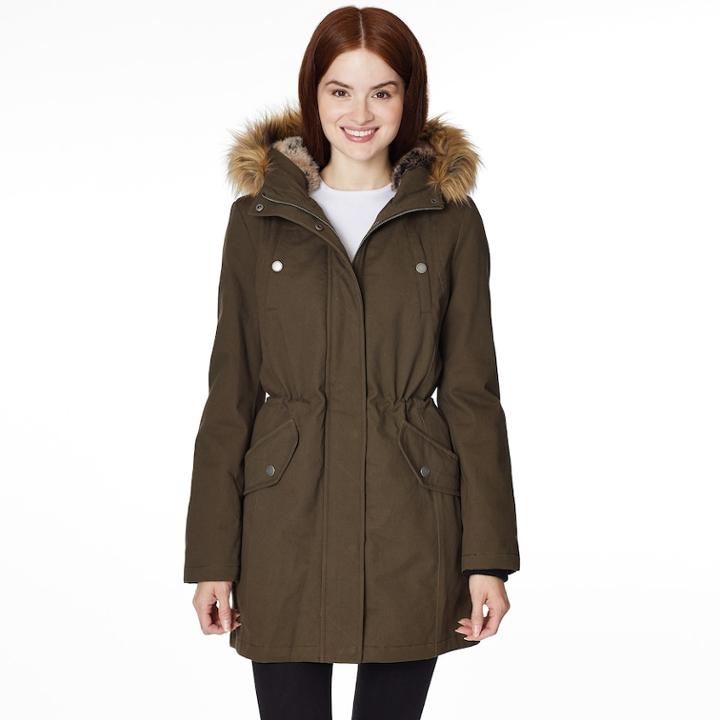 Women's Halitech Faux-fur Hooded Anorak Cotton Parka, Size: Xl, Green