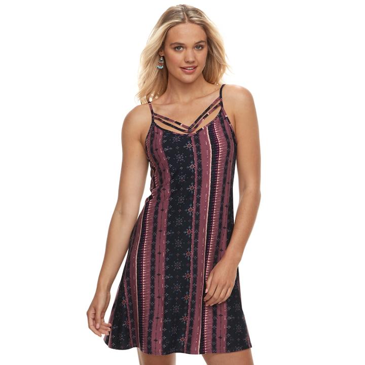 Juniors' Mudd&reg; Print Strappy Tank Dress, Teens, Size: Medium, Med Purple