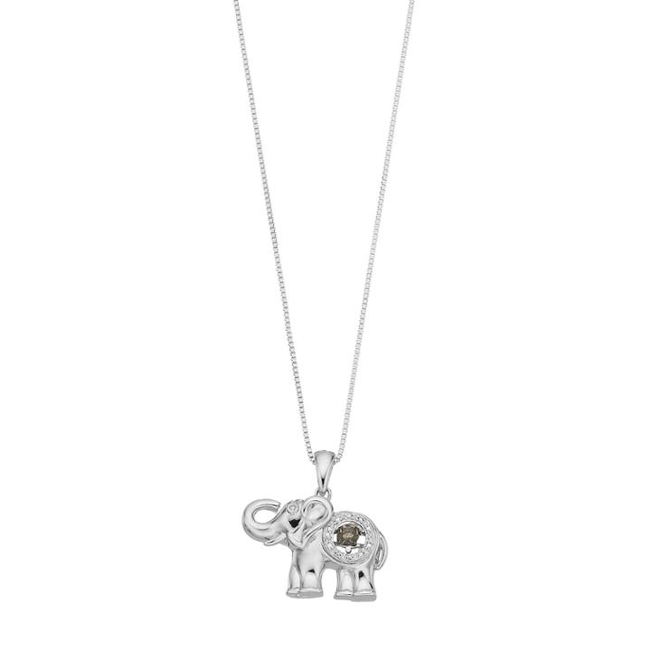 Sterling Silver Black & White Diamond Accent Elephant Pendant Necklace, Women's, Size: 18