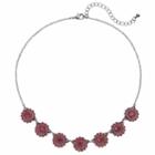 Faceted Stone Flower Necklace, Women's, Dark Red