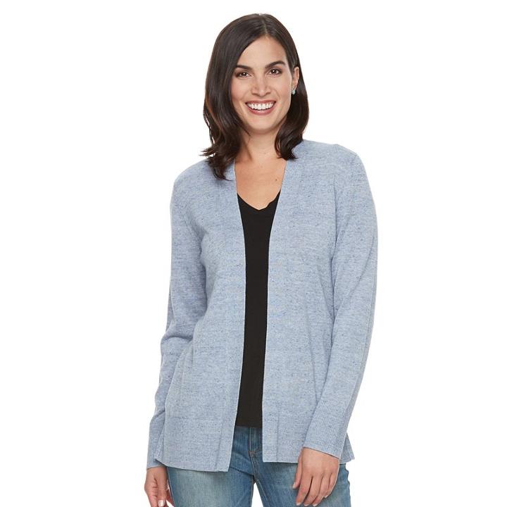 Women's Croft & Barrow&reg; Heathered Open-front Cardigan, Size: Xs, Light Blue