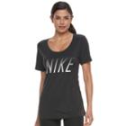 Women's Nike Dry Training Short Sleeve Graphic Tee, Size: Large, Grey (charcoal)