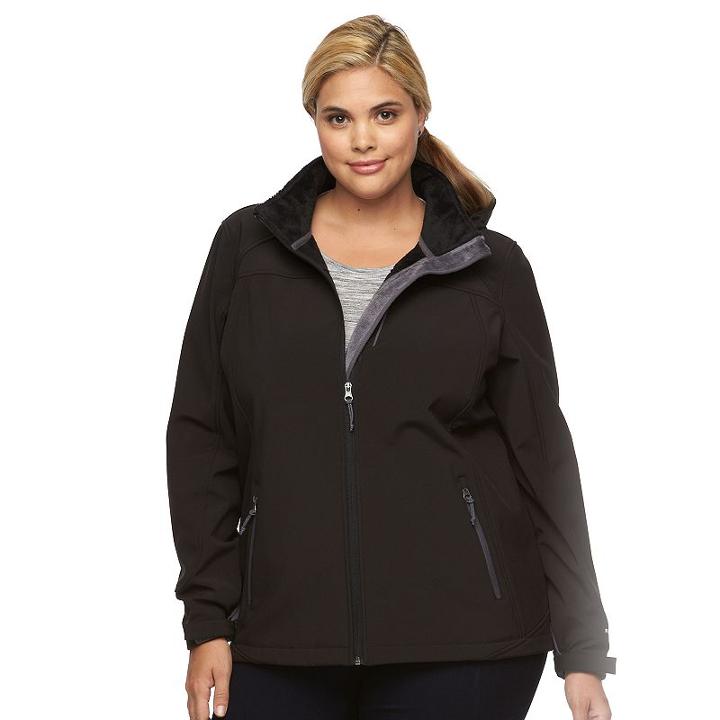 Plus Size Free Country Hooded Soft Shell Jacket, Women's, Size: 1xl, Black