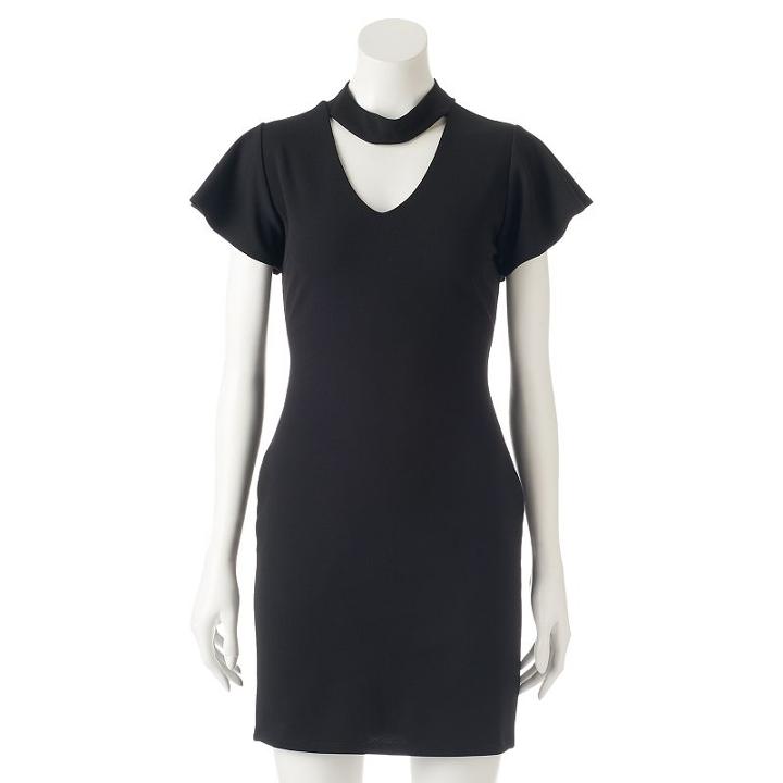 Juniors' Almost Famous Bodycon Choker Dress, Teens, Size: Xl, Black