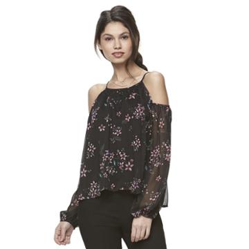Juniors' Jolie Vie Floral Cold-shoulder Peasant Top, Girl's, Size: Xl, Ovrfl Oth