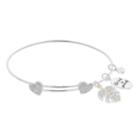 Love This Life Crystal Be-leaf In Yourself Heart Cham Bangle Bracelet, Women's, Silver