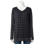 Women's French Laundry Houndstooth High-low Hem Tunic, Size: Large, Dark Grey