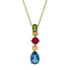 David Tutera 14k Gold Over Silver Simulated Gemstone Linear Drop Pendant, Women's, Size: 18, Blue