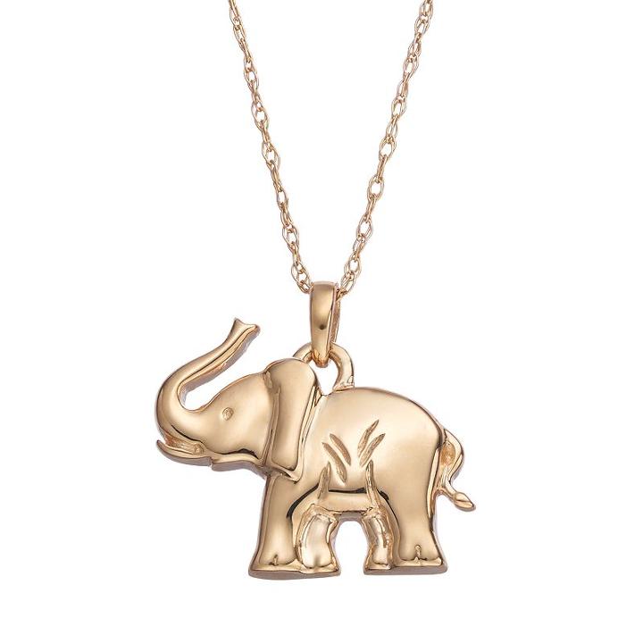 10k Gold Elephant Pendant Necklace, Women's, Size: 18