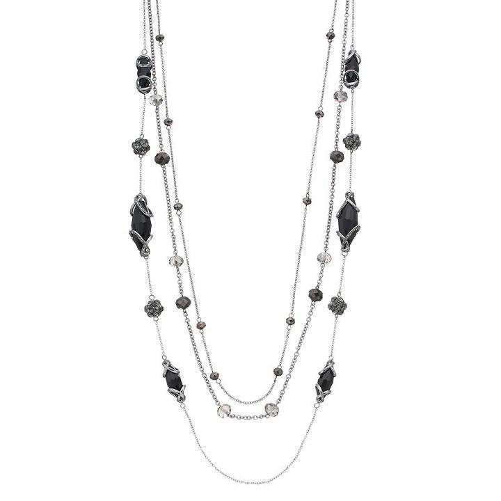 Simply Vera Vera Wang Long Black Beaded Multi Strand Necklace, Women's
