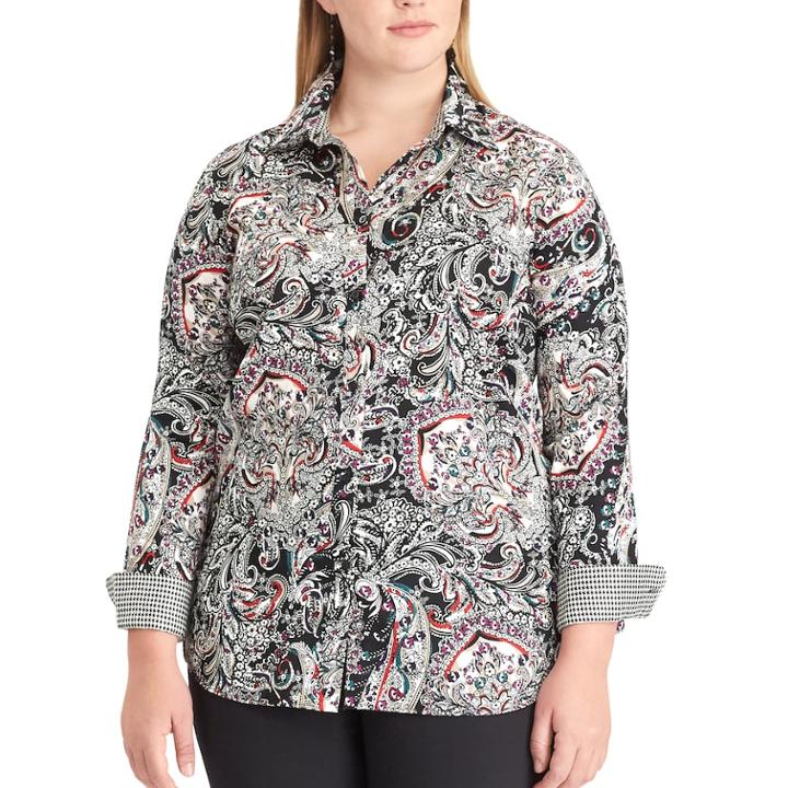 Plus Size Chaps Woven Top, Women's, Size: 3xl, Black