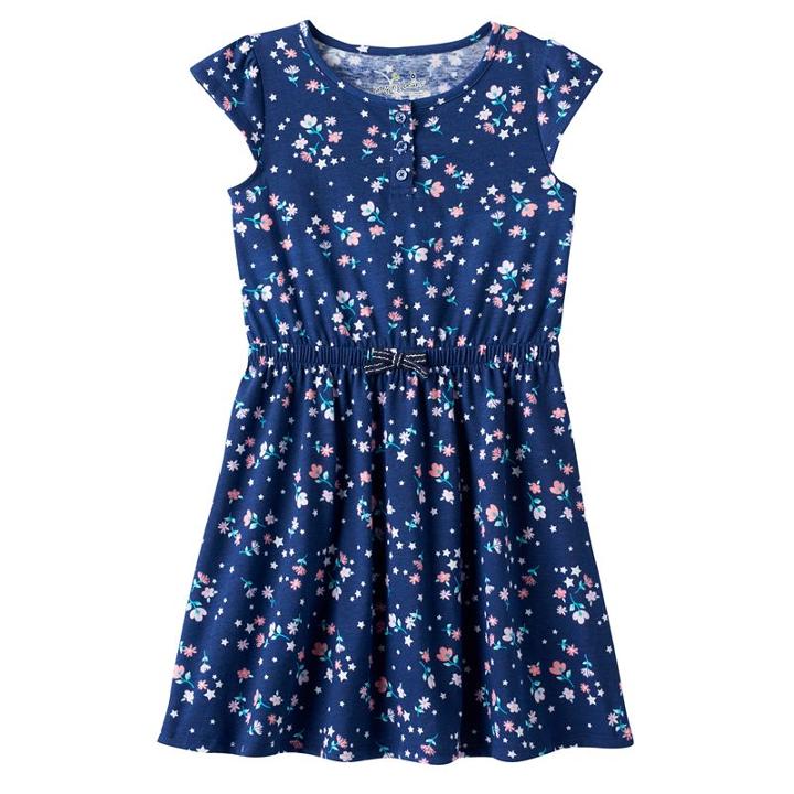 Girls 4-10 Jumping Beans&reg; Patterned Henley Dress, Girl's, Size: 6, Blue