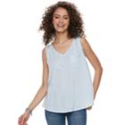 Juniors' So&reg; Pocket V-neck Tank, Teens, Size: Medium, Light Blue