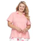 Plus Size Croft & Barrow&reg; Johnny Collar Polo, Women's, Size: 2xl, Light Pink