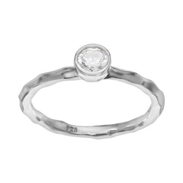 Sophie Miller Cubic Zirconia Sterling Silver Solitaire Ring, Women's, Size: 8, White