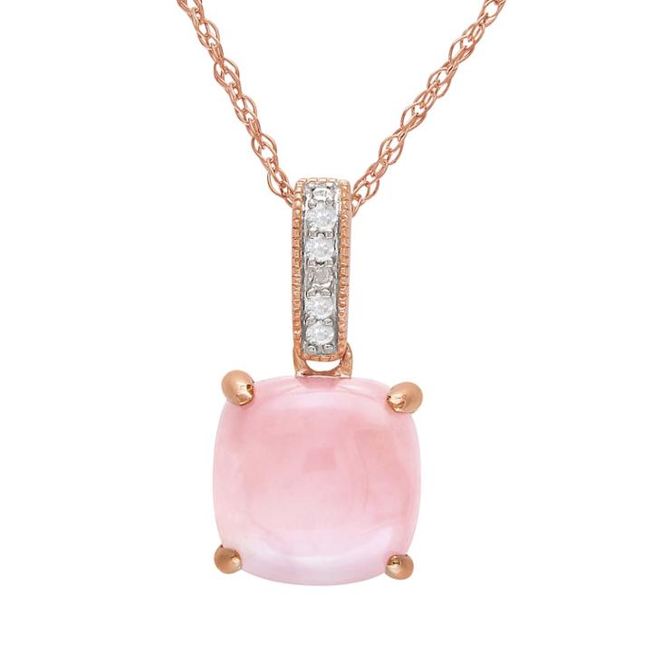 Stella Grace 10k Rose Gold Pink Opal And Diamond Accent Pendant, Women's, Size: 17
