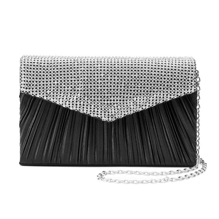 Gunne Sax By Jessica Mcclintock Lily Satin Pleated Clutch, Women's, Black