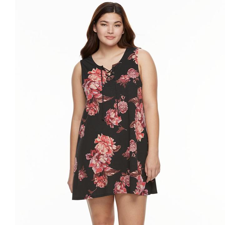 Juniors' Plus Size About A Girl Lace-up Swing Dress, Size: 3xl, Orange Oth
