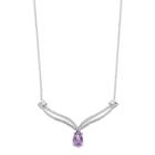 Sterling Silver 1/10 Carat T.w. Diamond & Amethyst Y Necklace, Women's, Size: 17, Purple