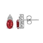 Sterling Silver Lab-created Ruby & Diamond Accent Oval Stud Earrings, Women's, Red