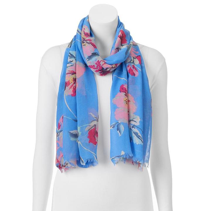 Manhattan Accessories Co. Scattered Floral Oblong Scarf, Women's, Blue