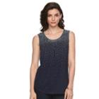 Women's Croft & Barrow&reg; Print Shirred Tank, Size: Large, Blue