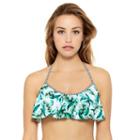 Juniors' Hot Water Leaf Flounce Halter Bikini Top, Size: Xl, Ovrfl Oth