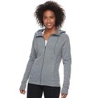 Women's Tek Gear&reg; Ribbed Side Zip-up Hoodie, Size: Medium, Med Grey