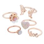 Girls 4-16 Elli By Capelli Butterfly, Heart & Love Ring Set, Gold