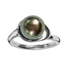 Sterling Silver Tahitian Cultured Pearl Ring, Women's, Black