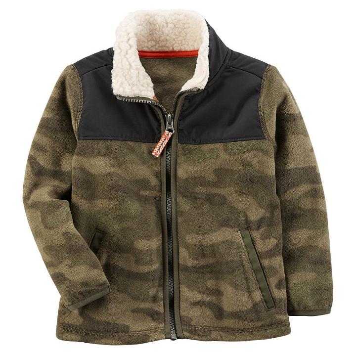 Boys 4-7 Carter's Sherpa-lined Camouflage Fleece Jacket, Size: 4, Print