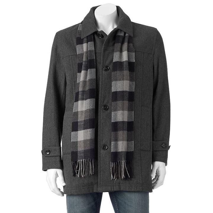 Men's Towne Wool-blend Top Coat, Size: Xl, Grey Other