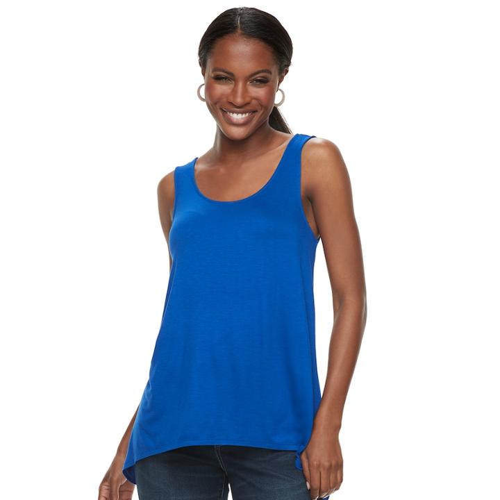Women's Apt. 9&reg; Strappy Shark-bite Hem Tank, Size: Medium, Blue