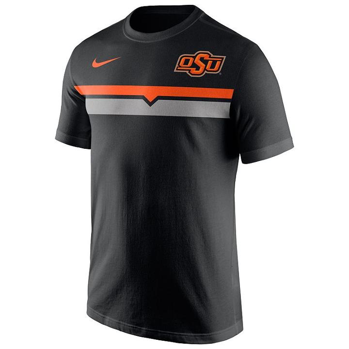 Men's Nike Oklahoma State Cowboys Team Stripe Tee, Size: Small, Black