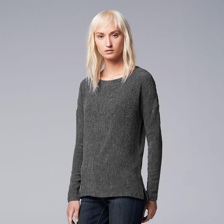 Women's Simply Vera Vera Wang Textured Top, Size: Large, Med Grey