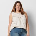 Plus Size Sonoma Goods For Life&trade; Split Eyelet Top, Women's, Size: 1xl, White Oth