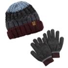 Boys Carter's Colorblock Cable Knit Beanie & Gloves Set, Red (burgundy)