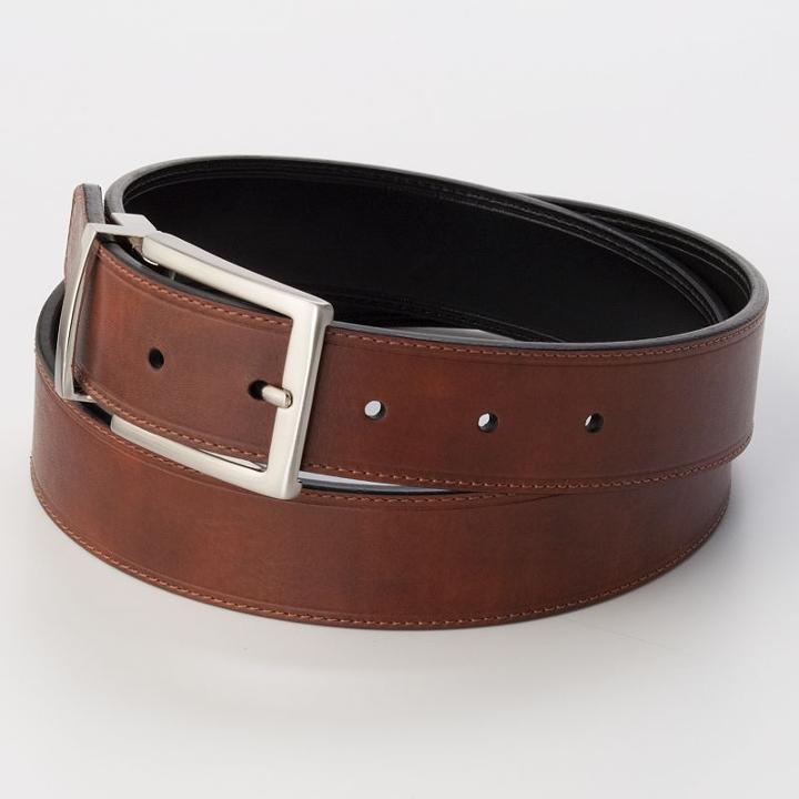 Men's Croft & Barrow&reg; Soft Touch Stitched Reversible Belt, Size: 34, Brown