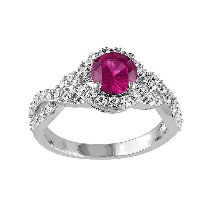 Lab-created Ruby & Lab-created White Sapphire Sterling Silver Twist Ring, Women's, Size: 5, Red