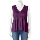 Juniors' Plus Size Mudd&reg; Crochet Inset V-neck Tank, Girl's, Size: 3xl, Purple