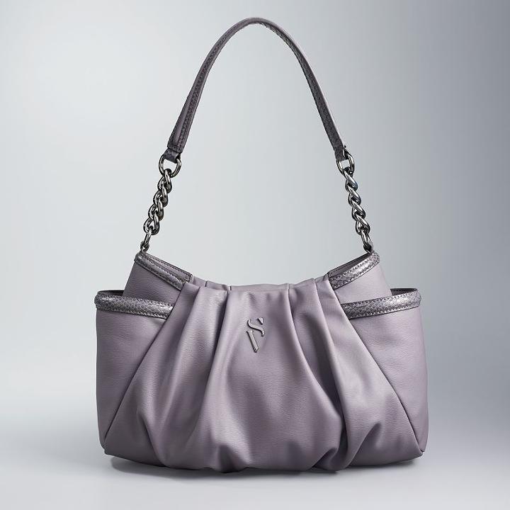 Simply Vera Vera Wang Alicia Pleated Hobo, Women's, Med Purple