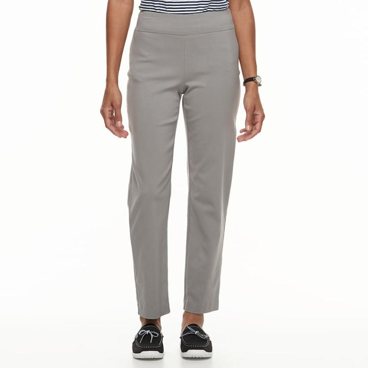 Petite Dana Buchman Slimming Solution Classic Fit Dress Pants, Women's, Size: M Petite, Grey