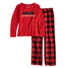 Girls 7-16 Jammies For Your Families Thanksgiving Black Friday Shopping Squad Top & Buffalo Checkered Microfleece Bottoms Pajama Set, Size: 14, Red